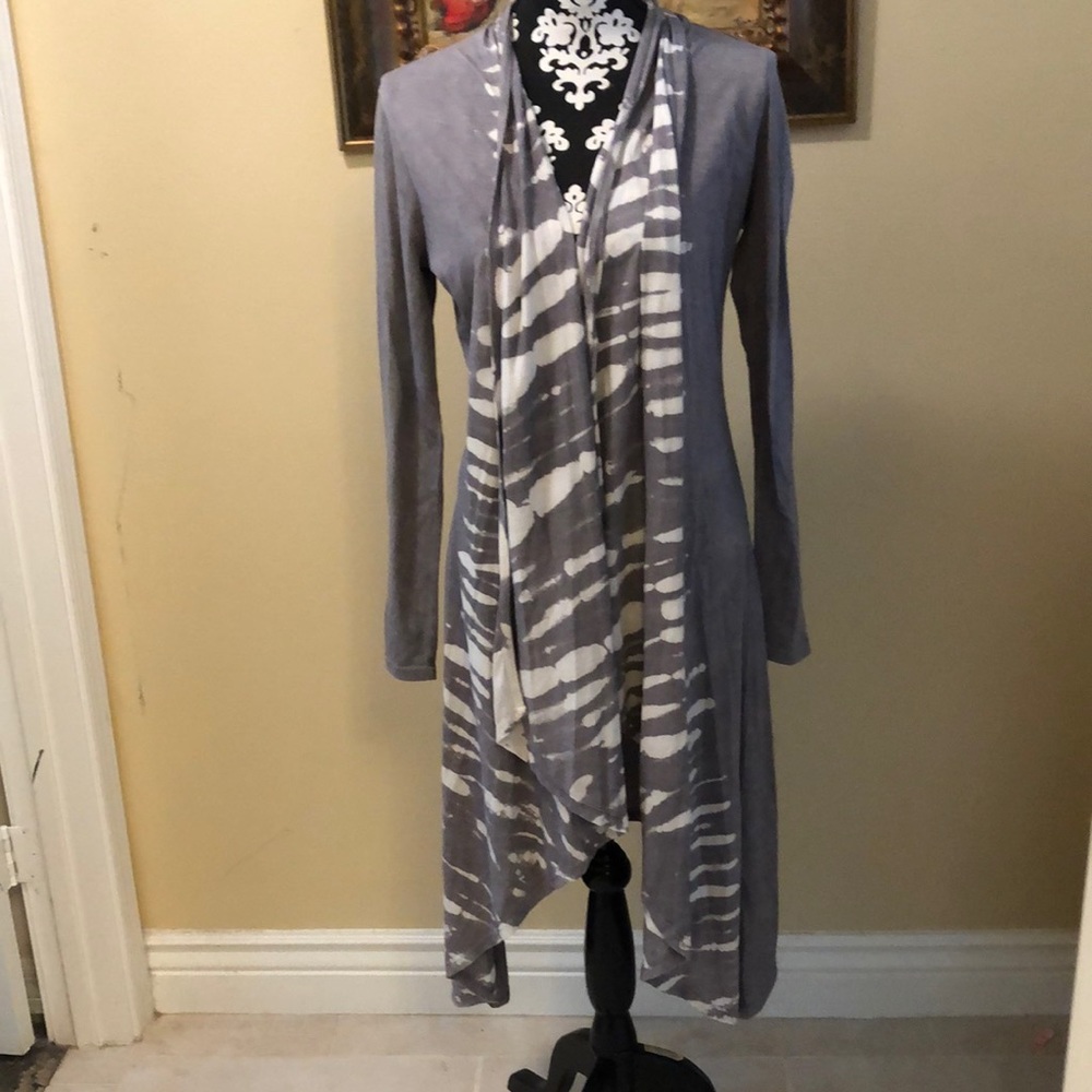 🦋Elan bohemian tie-dye scarf front long sleeved asymmetrical hem duster